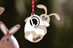 Bunny Letter D SVG Easter Name Basket Tag Ornament Laser Product Image 2