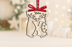 Letter X Laser Christmas Ornament Newborn SVG Baby Bodysuit Product Image 2