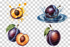 Plum PNG | Watercolor Fruit Clipart Purple Violet Splash Product Image 2