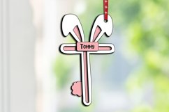Laser Cut Letter T Easter Basket Tag Ornament SVG Bunny Gift Product Image 2