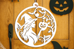 Witch Pumpkin Door Hanger SVG Halloween Welcome Sign Laser Product Image 2