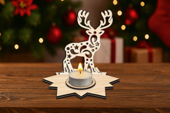 Stag Laser Cut Design SVG Christmas Candle Holder Present Product Image 2