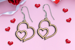 Love Hearts Earrings SVG Valentine Laser Gift Romantic Twin Product Image 2