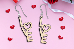 SVG Love Text Heart Valentine Earrings Laser Romantic Gift Product Image 2