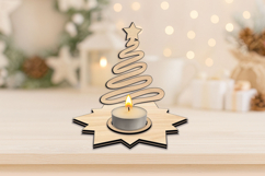 Christmas Tree Star Candle Holder SVG Holiday Laser Decor Product Image 3