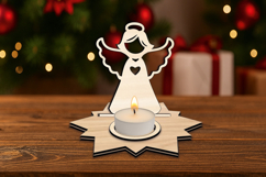 SVG Love Heart Angel Candle Holder Laser Christmas Present Product Image 2