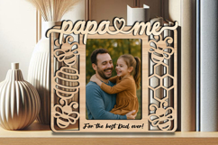 SVG Papa and Me Bee Frame Photo Kids Laser Summer Honeycomb Product Image 2