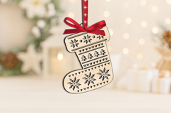 Holiday Sock Boot SVG Christmas Gift Ornament Laser Present Product Image 2