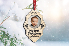 SVG My First Christmas Baby Photo Ornament Tree Toy Laser Product Image 2