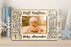 Baby First Christmas Photo Frame SVG Snowman Deer Laser Gift Product Image 2