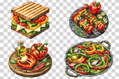 Green Bell Pepper Cuisine | Watercolor Vegetable Food PNG Product Image 2