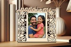 SVG Papa and Me Bee Photo Frame Laser Kid Son Daughter Gift Product Image 2