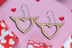 Heart with Wings Earrings SVG Laser Valentine Romantic Gift Product Image 2