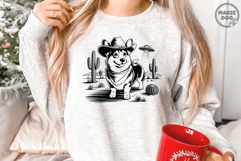 Vintage Corgi Cowboy|Retro Western Dog|Funny UFO Alien Product Image 2