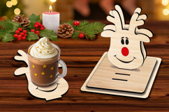 Laser SVG Christmas Deer Coasters Holiday Present Decoration Product Image 2