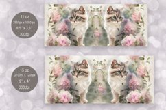Cute Cat Mug Sublimation | Watercolor Mug Wrap 11 &amp; 15 oz Product Image 2
