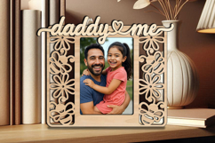 Daddy and Me SVG Bee Flowers Frame Photo Kids Laser Summer Product Image 3