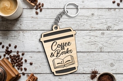Coffee n Books Cup Keychain Gift SVG Laser Present Takeaway Product Image 3