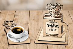 Mother's Day Gift Coffee Coasters Flowers Laser SVG Present Product Image 2