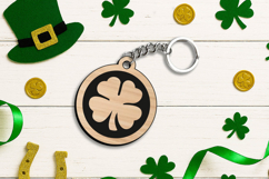 Four-leaf Clover Keychain SVG Patrick Day Laser Circle Gift Product Image 2