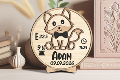 Fox Baby Announcement Round Board Circle Sign SVG Laser Gift Product Image 1
