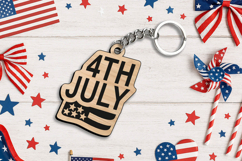 Happy 4th July Keychain Laser SVG Gift America Banner Flag Product Image 2