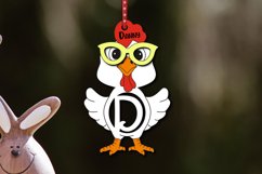 Holiday Letter D Easter Chicken Basket Name Tag Ornament SVG Product Image 1