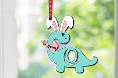 Holiday Letter Q SVG Laser Cut Easter Dino Basket Name Tag Product Image 1