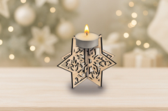Holiday Snwoflakes SVG Laser Christmas Star Candle Holder Product Image 1