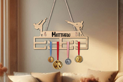 Karate Man Medal Hanger Sport Wall Decor SVG Laser Present Product Image 1