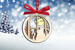 Kitty Cat Couple Merry Christmas Ornament SVG Laser Decor Product Image 2