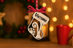 Laser Christmas Letter V Sock SVG Ornament Alphabet Monogram Product Image 2