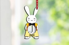 Letter J Laser SVG Easter Bunny Rabbit Basket Tag Ornament Product Image 1