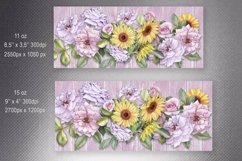 Sunflowers Wood Mug Sublimation | Rustic Flowers Mug Wrap Product Image 2