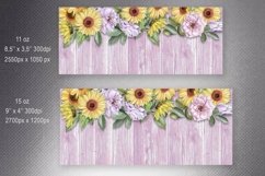 Sunflowers Wood Mug Sublimation | Rustic Flowers Mug Wrap Product Image 2