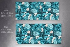 Teal Flowers Mug Sublimation. Floral Mug Wrap. 11 &amp; 15 OZ Product Image 2