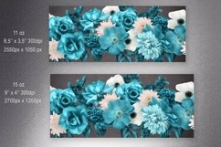 Floral Mug Sublimation. Teal Flowers Mug Wrap. 11 &amp; 15 OZ Product Image 2