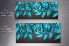Teal Roses Mug Sublimation. Teal Flowers Mug Wrap. 11 &amp; 15 Product Image 2