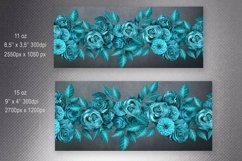 Teal Roses Mug Sublimation. Teal Flowers Mug Wrap 11 &amp; 15 OZ Product Image 2