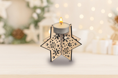 Snowflakes Laser SVG Christmas Candle Holder Star Present Product Image 1