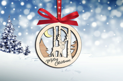 SVG Deer Wood Merry Christmas Ornament Laser Holiday Present Product Image 2