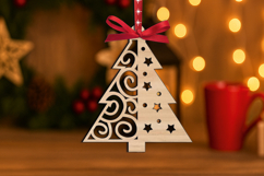 SVG Laser Christmas Half Pattern Tree Ornament Home Decor Product Image 1