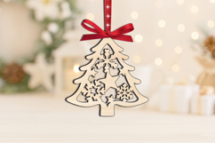 SVG Laser Christmas Tree Ornament Snowy Pattern Present Product Image 2