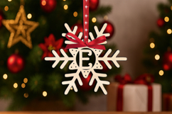 SVG Letter E Christmas Ornament Gift Alphabet Monogram Laser Product Image 1