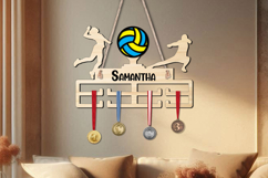 Volleyball Woman Medal Hanger Wall Stand Sign SVG Laser Gift Product Image 1