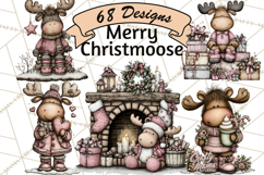 Kawaii Moose Christmas and Winter PNG Clipart Product Image 1