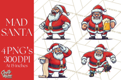 Mad Santa PNG Files | Funny Christmas PNG | Sublimation Product Image 1