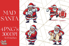 Mad Santa PNG Files | Funny Christmas PNG | Sublimation Product Image 1