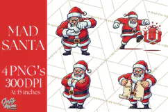 Mad Santa PNG Files | Funny Christmas PNG | Sublimation Product Image 1