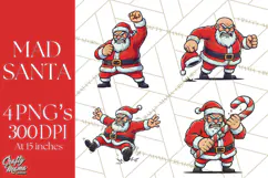 Mad Santa PNG Files | Funny Christmas PNG | Sublimation Product Image 1